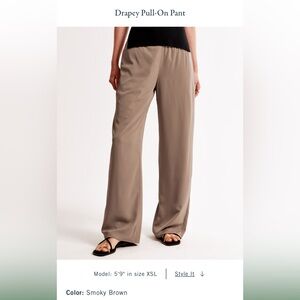 Abercrombie & Fitch Drapey Pull-On Pant Smokey Brown NWOT